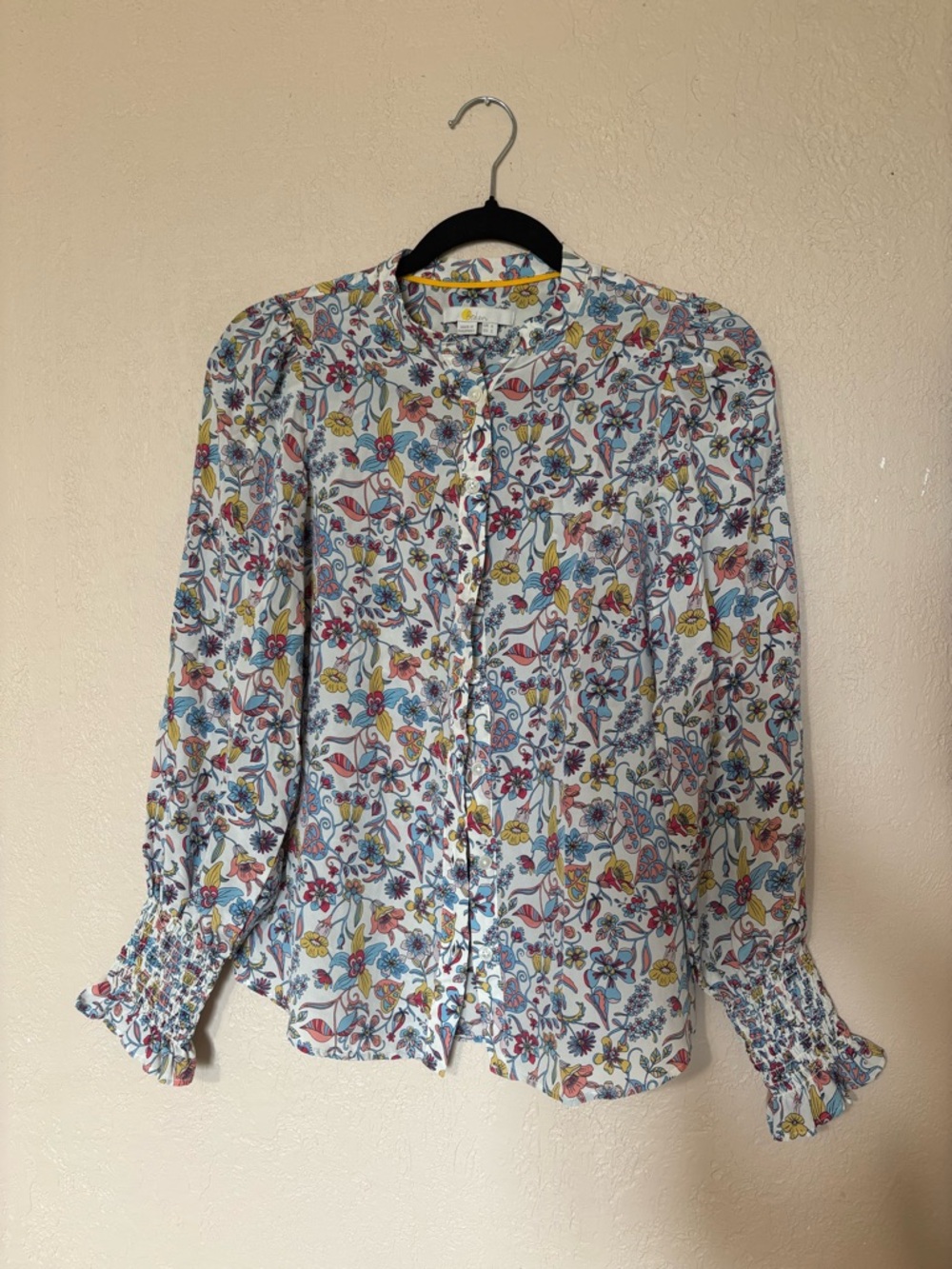 Boden colorful pattern button down blouse